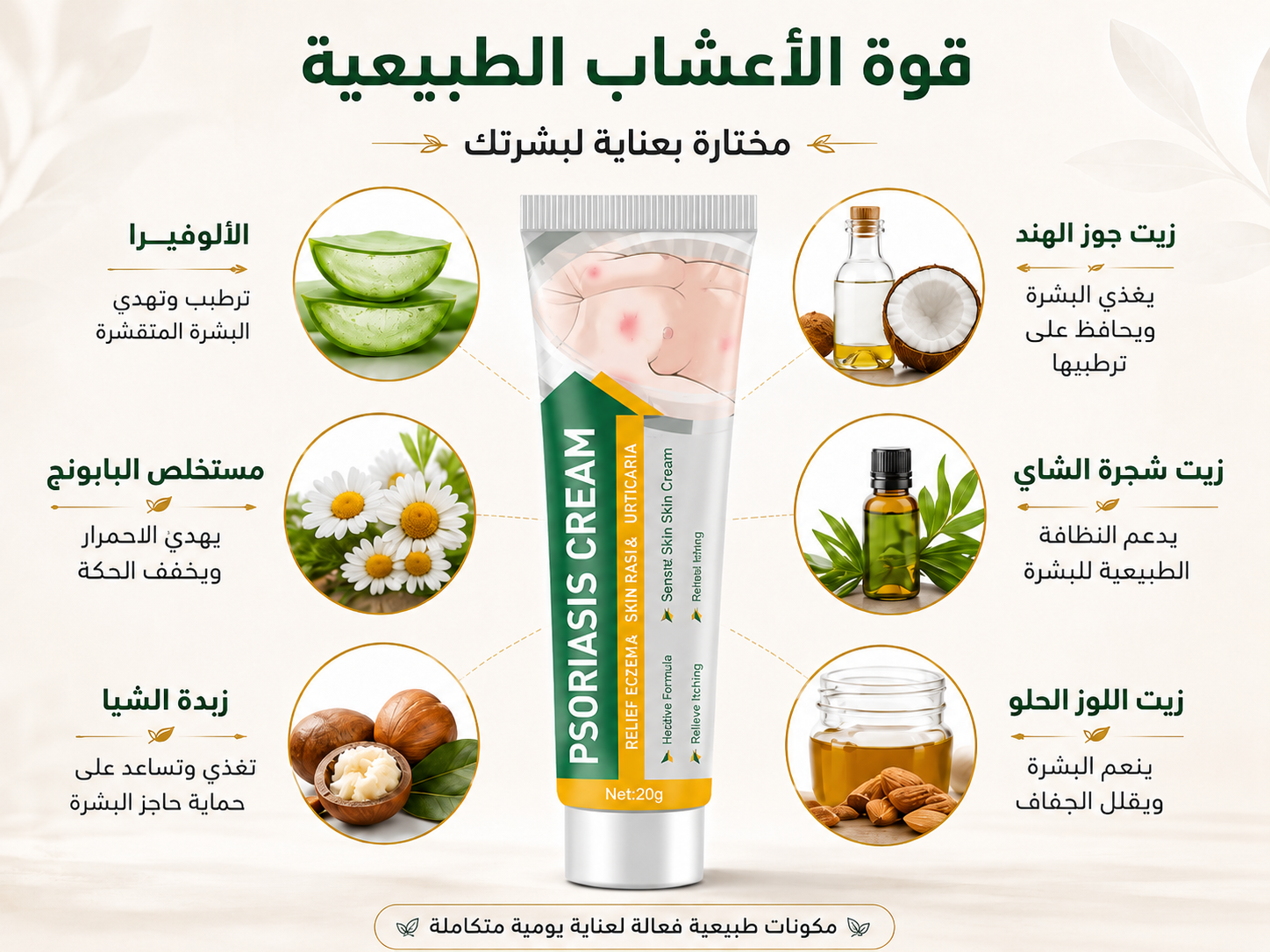 Skin Tinea Care External Cream herbal ingredients infographic